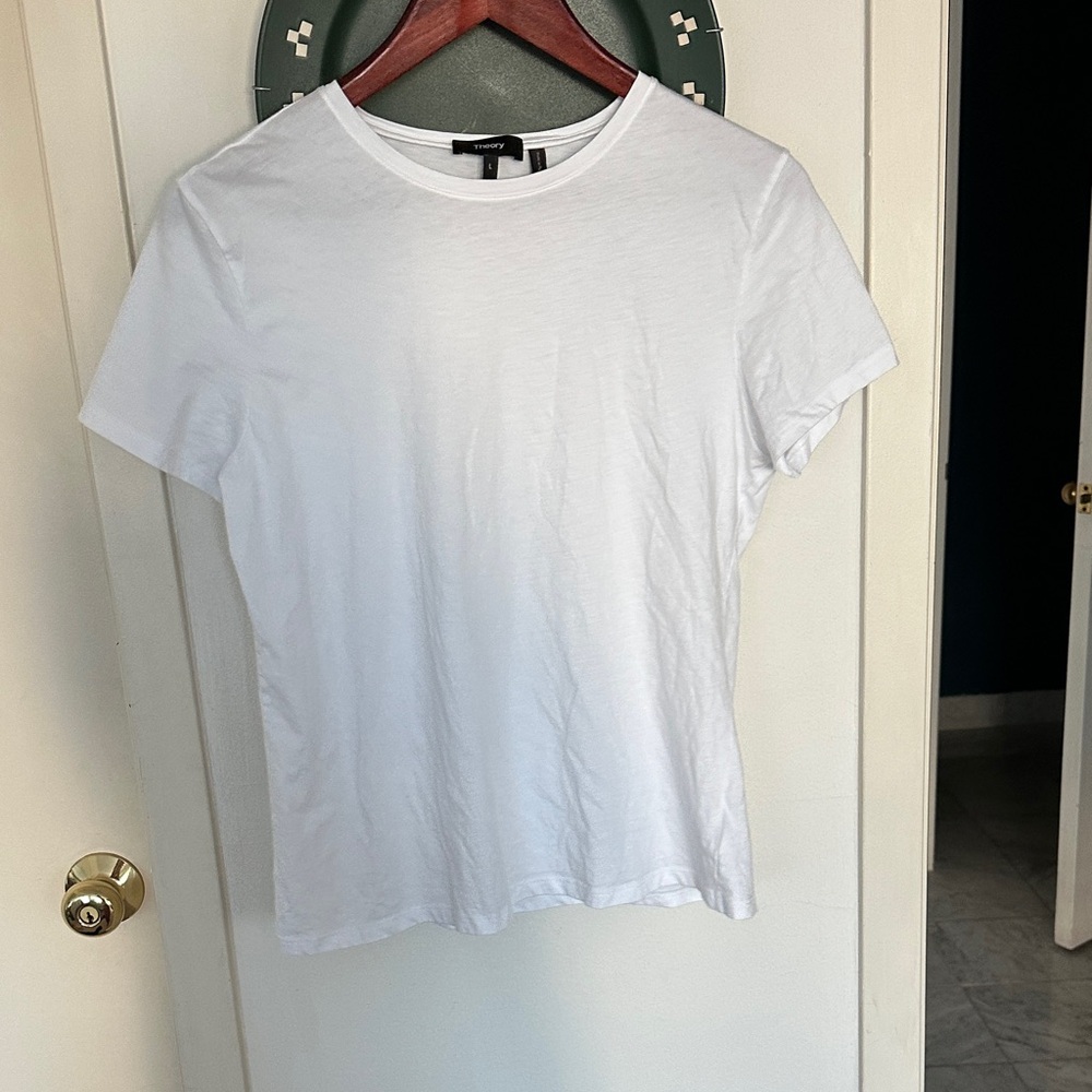 Theory White V-Neck Tee